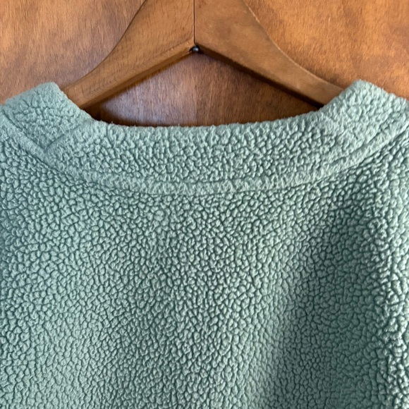 Madewell Resourced Fleece Cropped Teddy Cardigan Sweater Mint Green Oversized - Picture 7 of 14